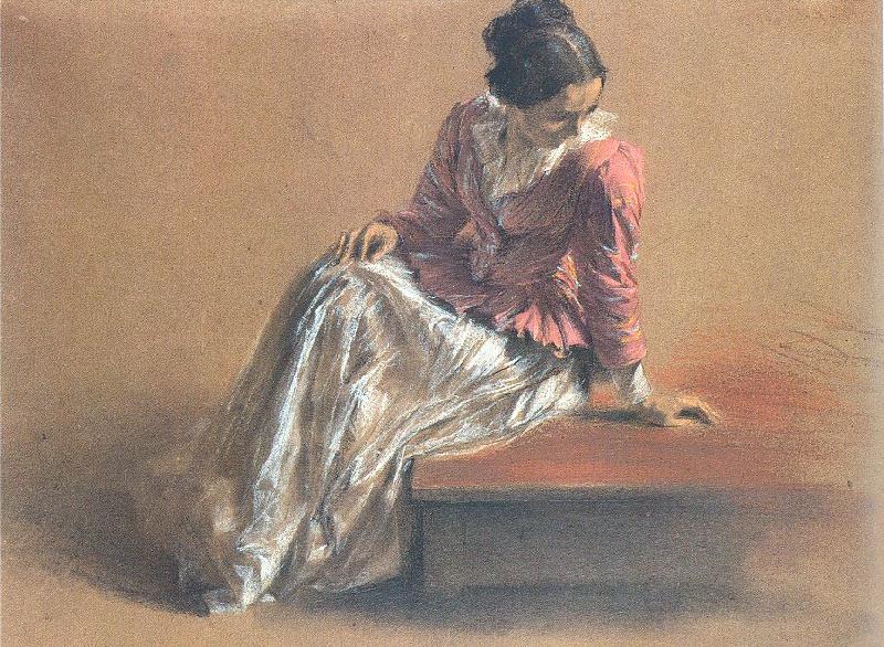 Adolph von Menzel Costume Study of a Seated Woman: The Artist's Sister Emilie France oil painting art